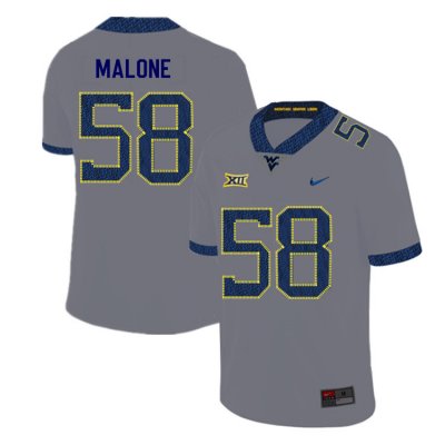 Men's West Virginia Mountaineers NCAA #58 Nick Malone Gray Authentic Nike 2019 Stitched College Football Jersey KR15N17QN